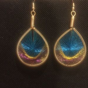 🌟 Beautiful metallic colorful threaded Boho water drop earrings ⭐️